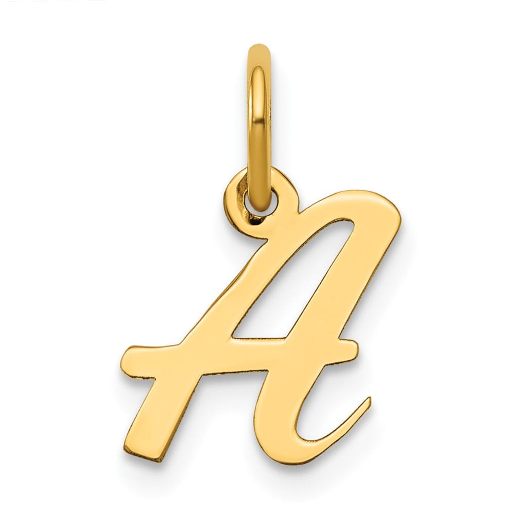 14K Yellow Gold Small Script Letter A Initial Charm
