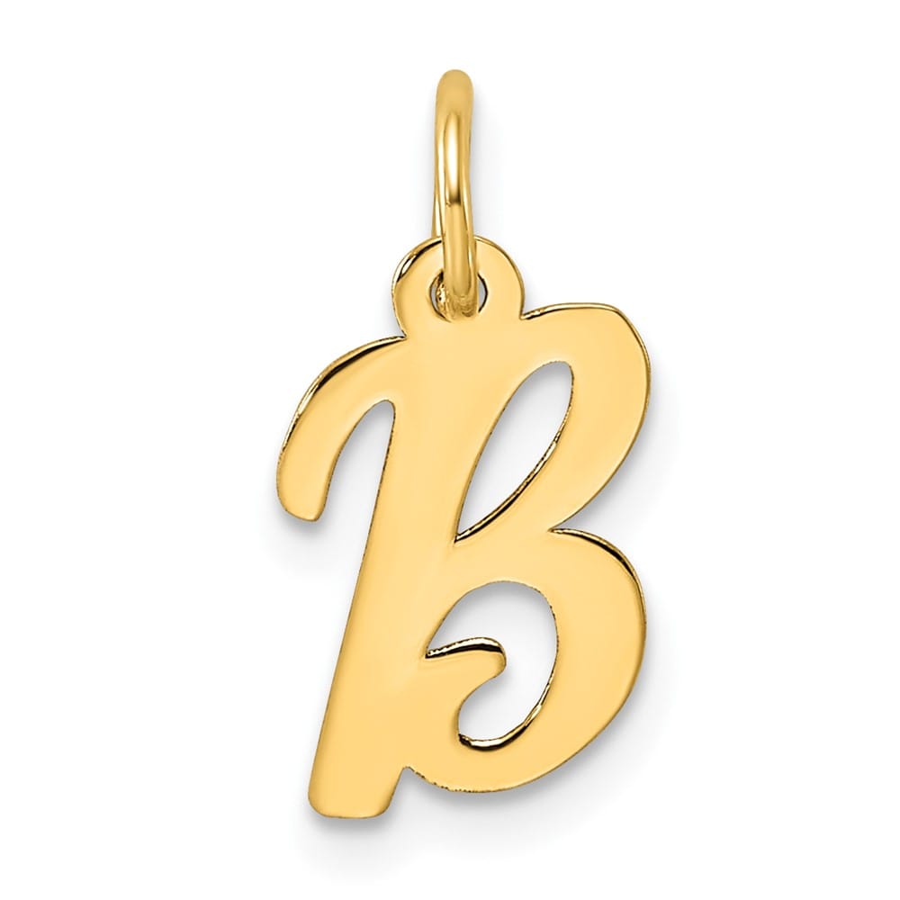 14K Yellow Gold Small Script Letter B Initial Charm