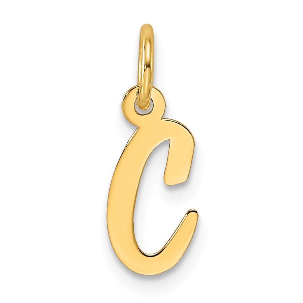 14K Yellow Gold Small Script Letter C Initial Charm