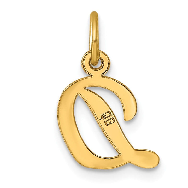 14K Yellow Gold Small Script Letter D Initial Charm