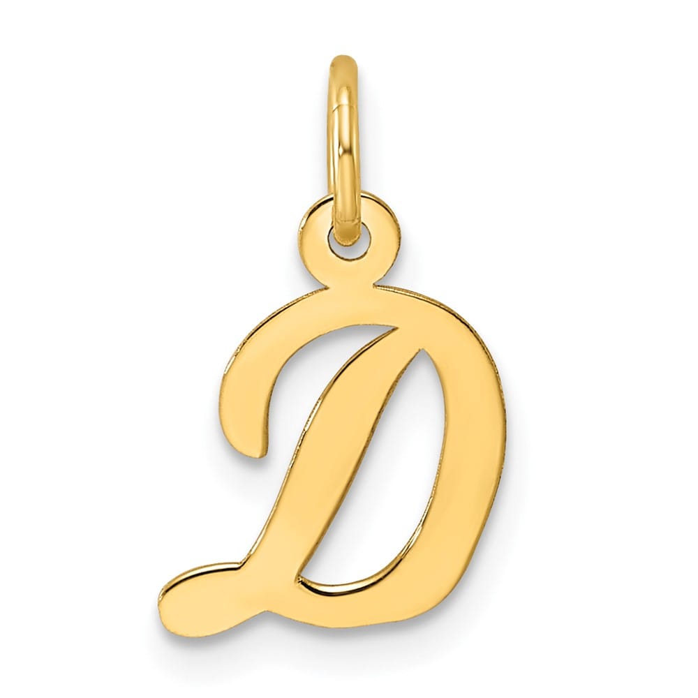 14K Yellow Gold Small Script Letter D Initial Charm