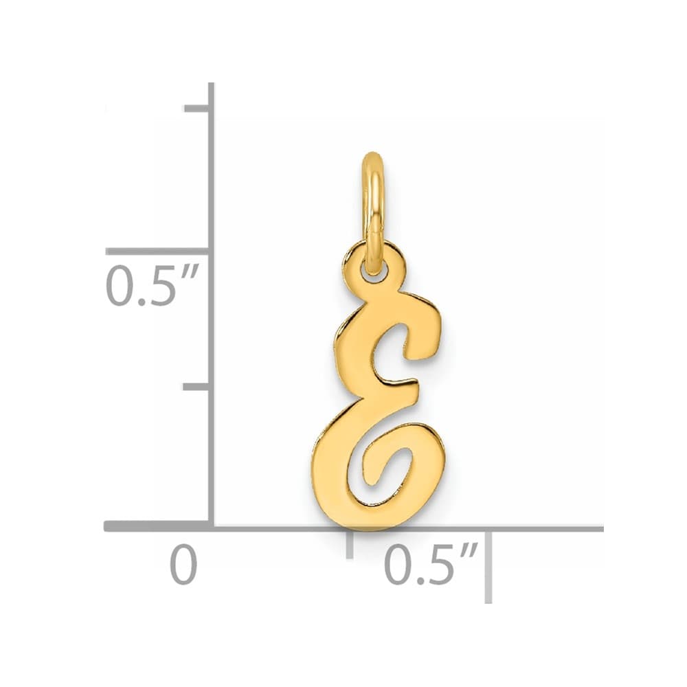 14K Yellow Gold Small Script Letter E Initial Charm