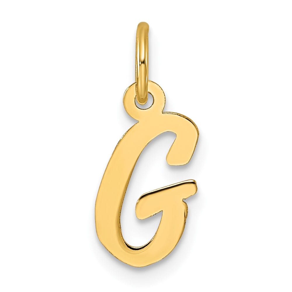 14K Yellow Gold Small Script Letter G Initial Charm