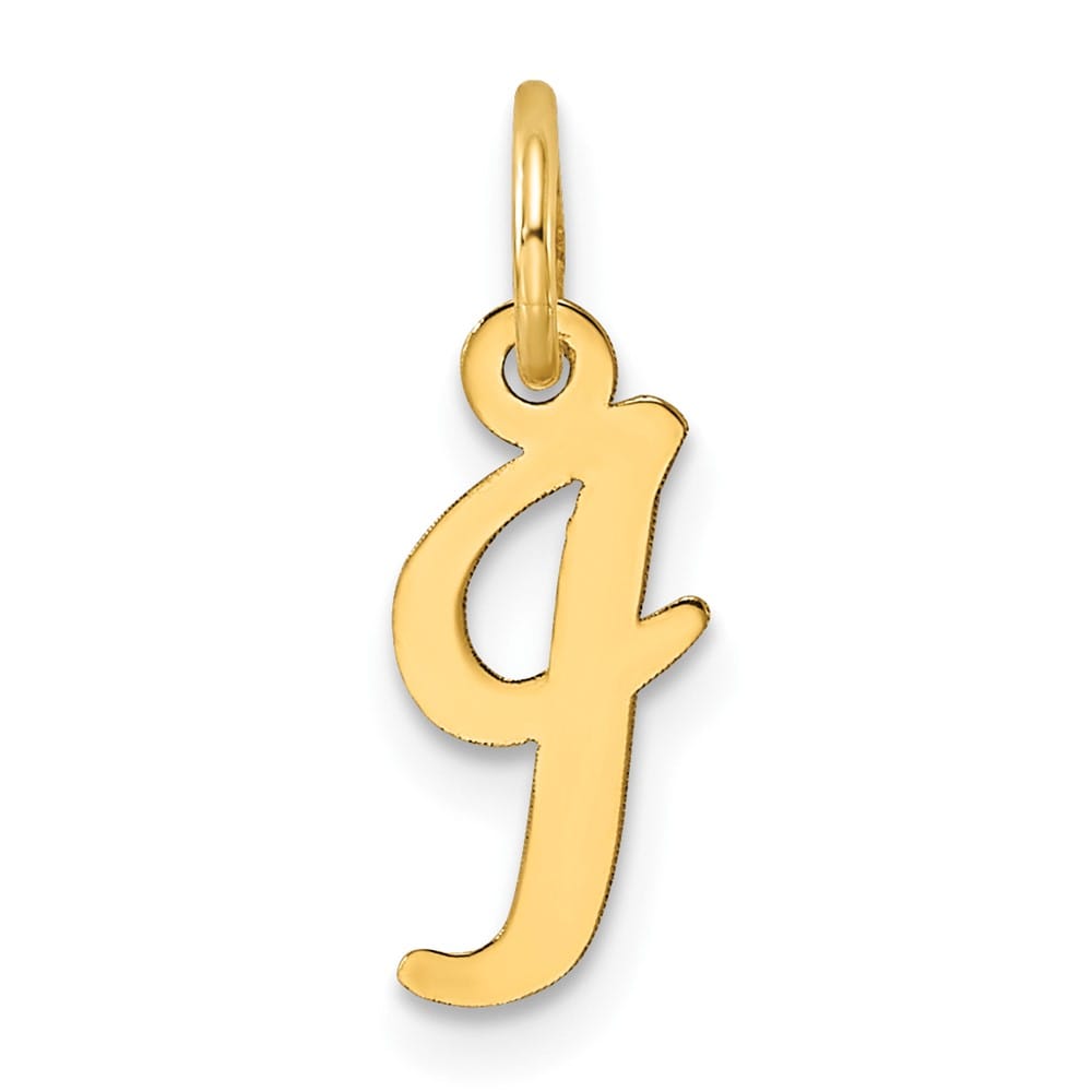 14K Yellow Gold Small Script Letter I Initial Charm