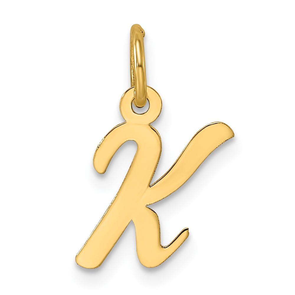 14K Yellow Gold Small Script Letter K Initial Charm
