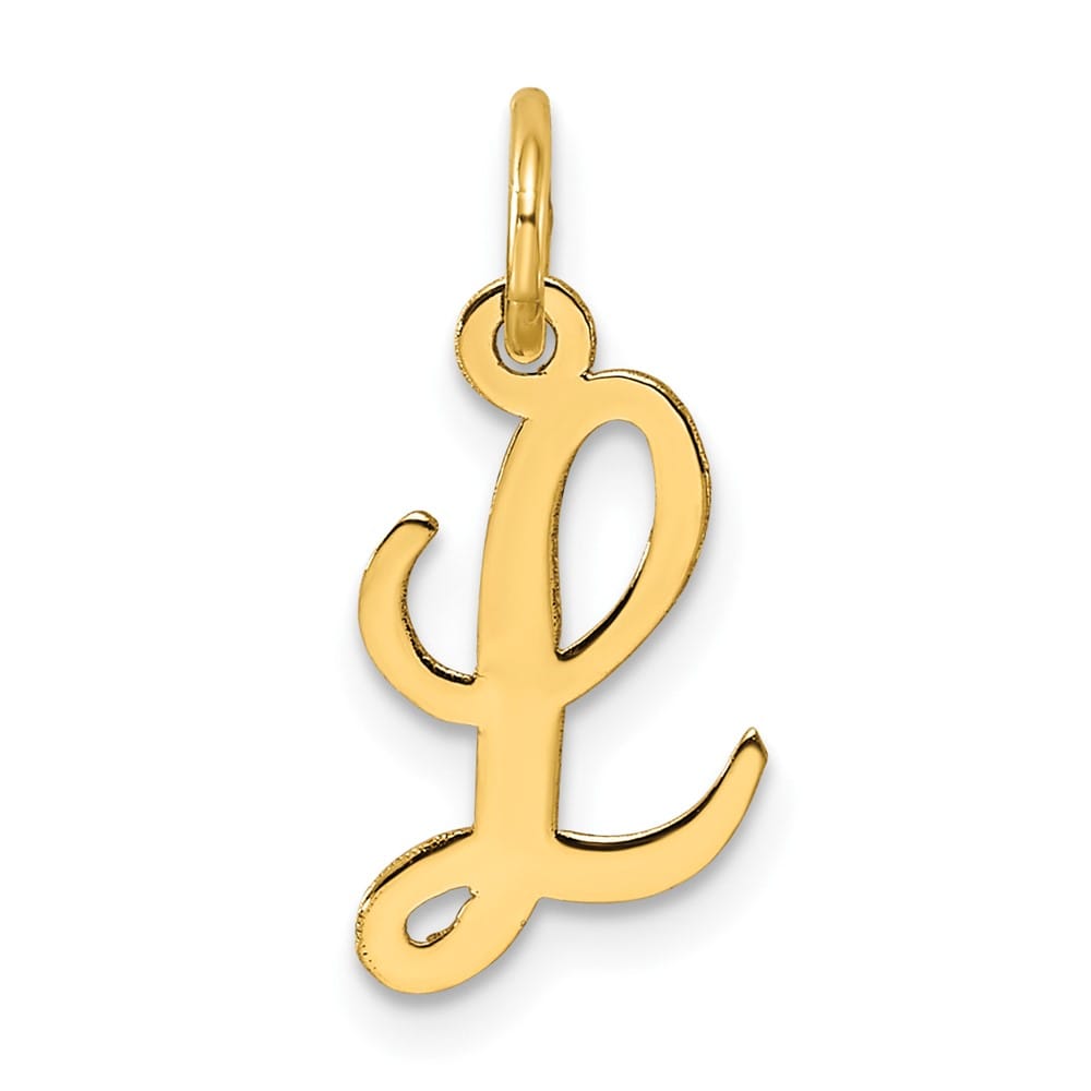 14K Yellow Gold Small Script Letter L Initial Charm