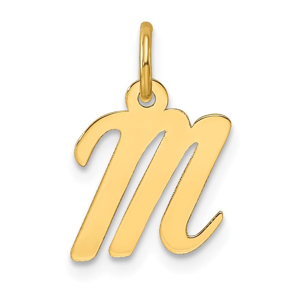 14K Yellow Gold Small Script Letter M Initial Charm
