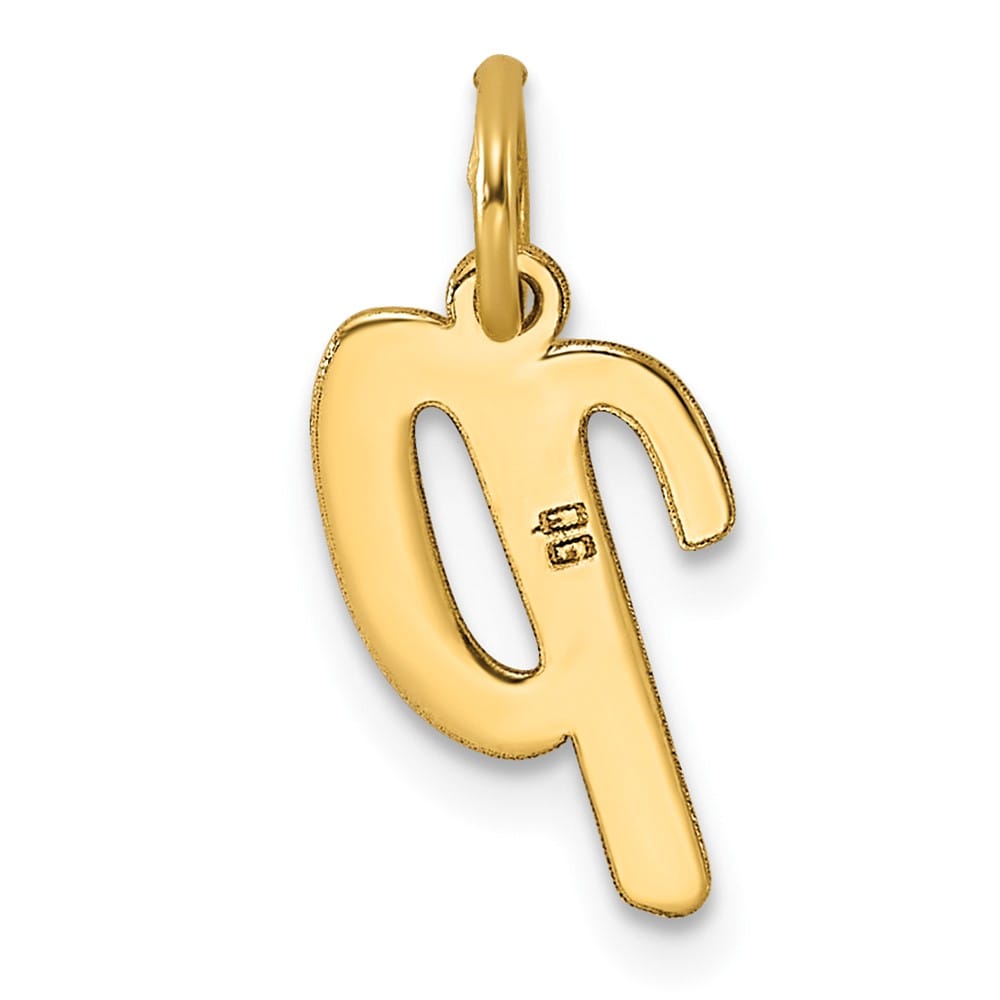 14K Yellow Gold Small Script Letter P Initial Charm
