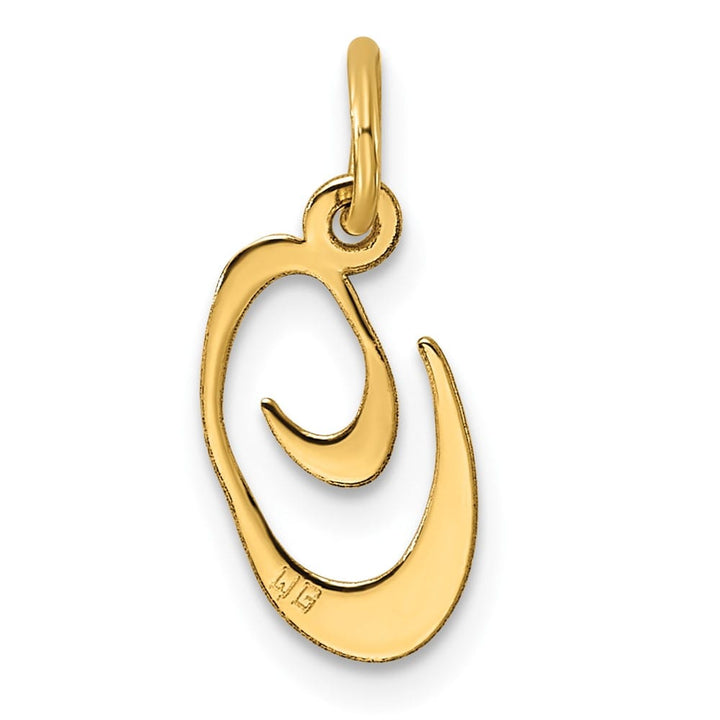 14K Yellow Gold Small Size Fancy Script Letter O Initial Pendant