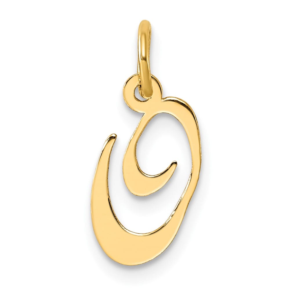14K Yellow Gold Small Size Fancy Script Letter O Initial Pendant
