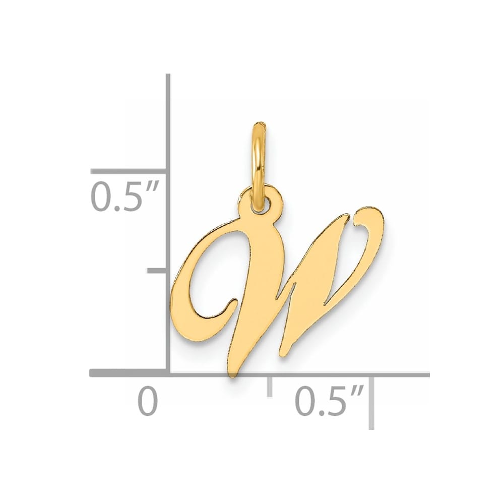 14K Yellow Gold Small Size Fancy Script Letter W Initial Pendant
