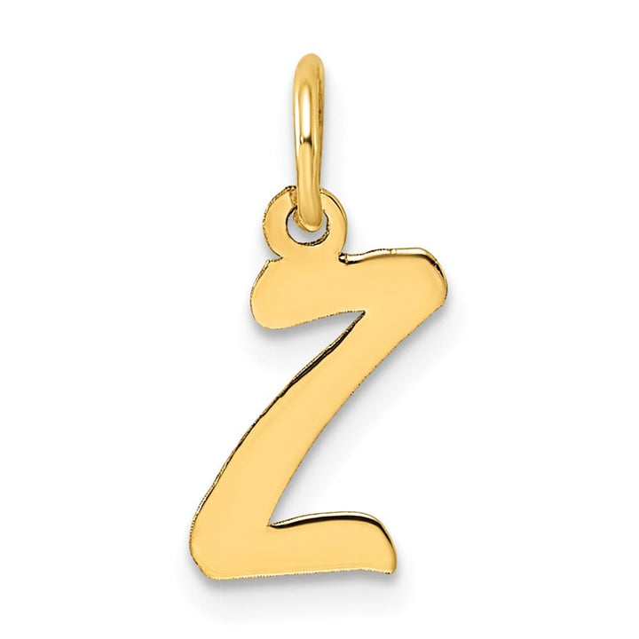 14K Yellow Gold Small Size Fancy Script Letter Z Initial Pendant