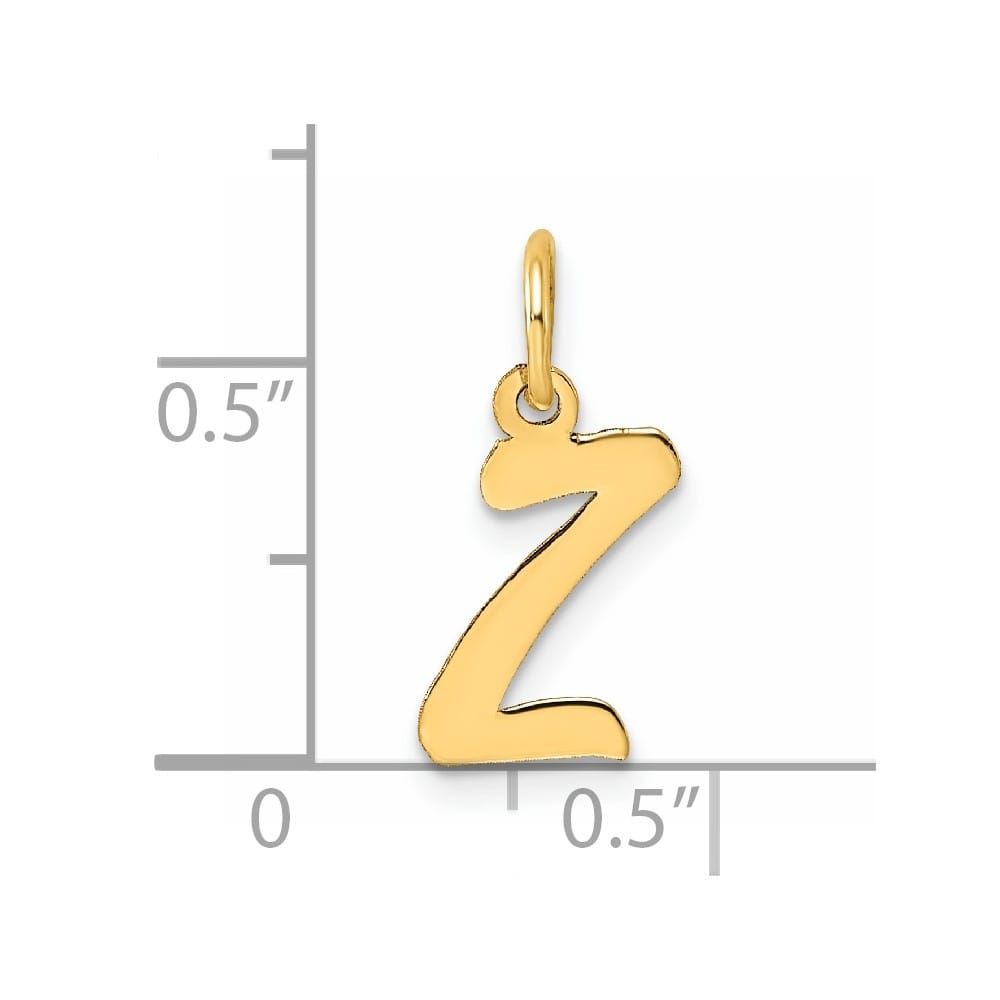 14K Yellow Gold Small Size Fancy Script Letter Z Initial Pendant