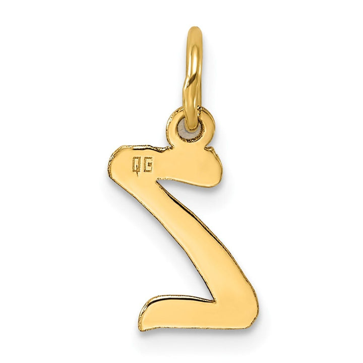 14K Yellow Gold Small Size Fancy Script Letter Z Initial Pendant