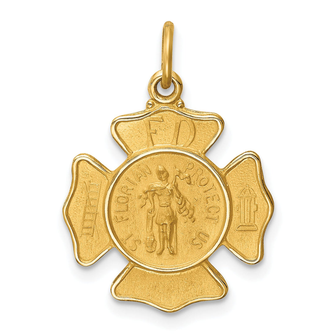 14K Yellow Gold Small St. Florian Fire Dept. Badge Medal Charm