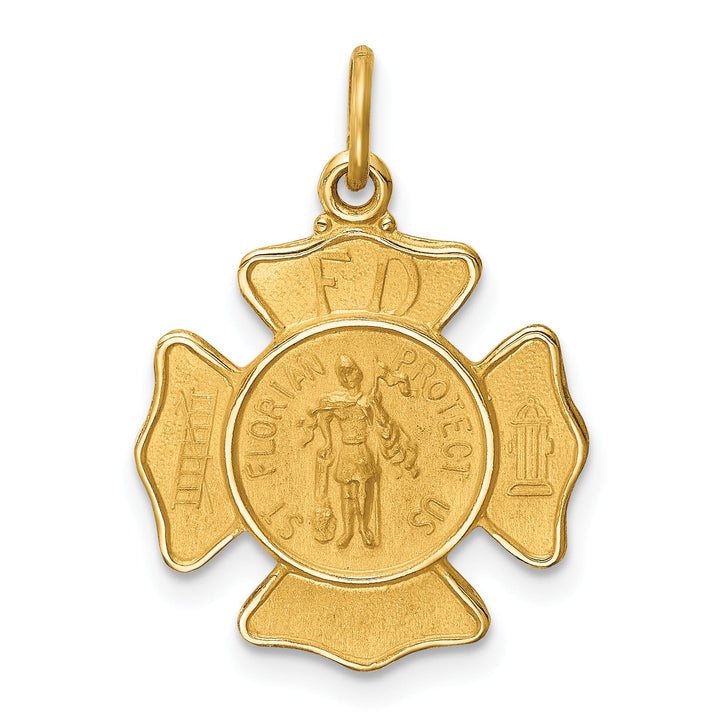 14K Yellow Gold Small St. Florian Fire Dept. Badge Medal Charm