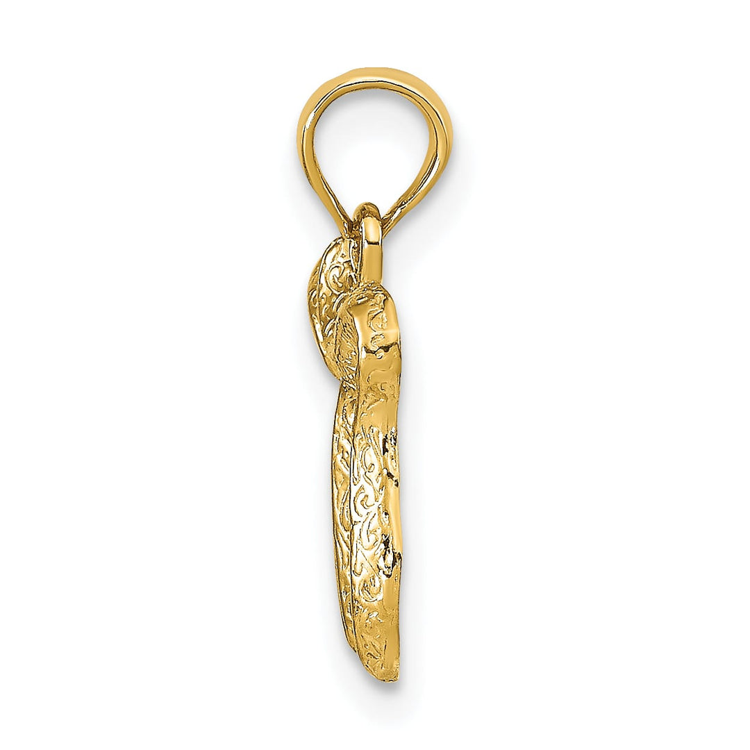 14K Yellow Gold Small Textured Chai Symbol Pendant