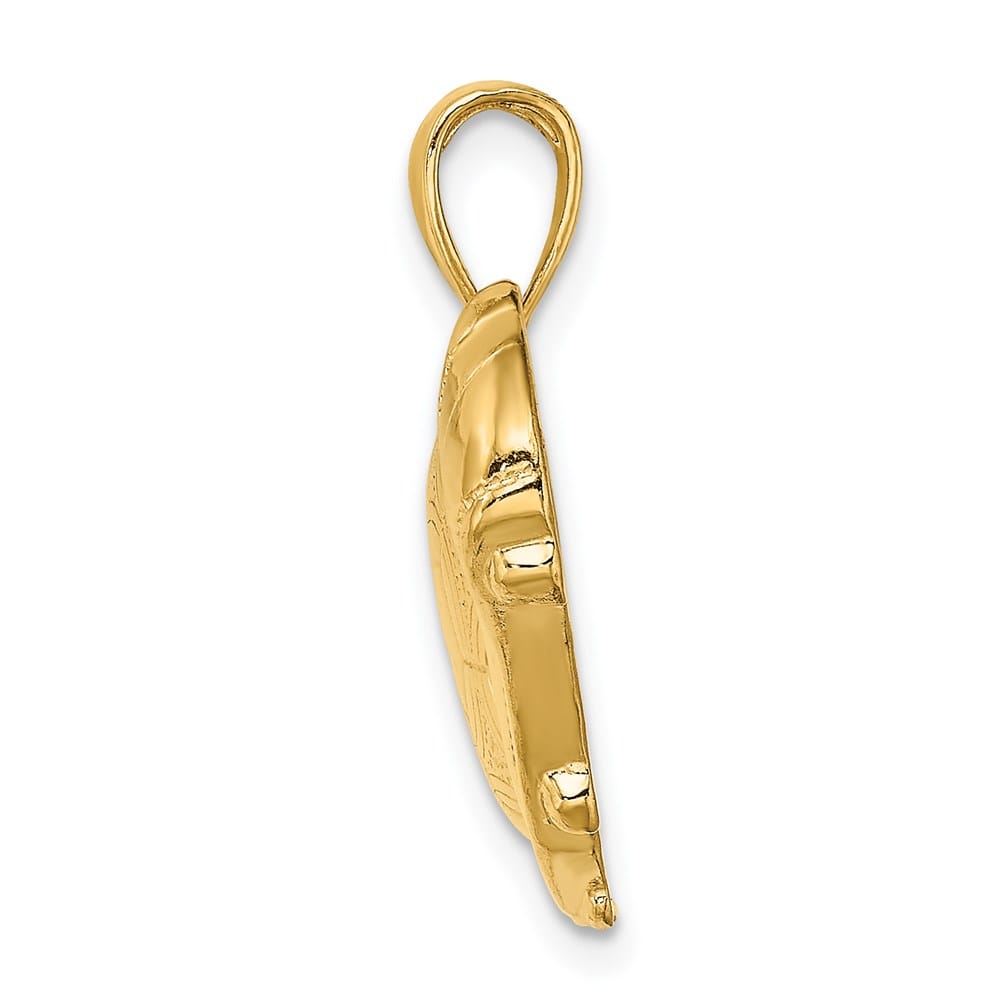14K Yellow Gold Soccer Shoe Kicking Ball Charm