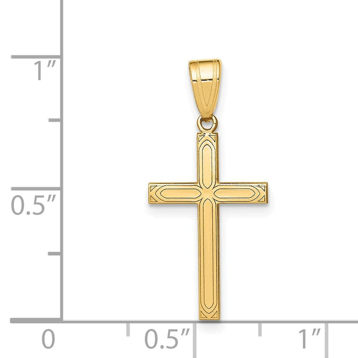 14K Yellow Gold Solid Cross Pendant 20.5x12mm, view 3 of 4