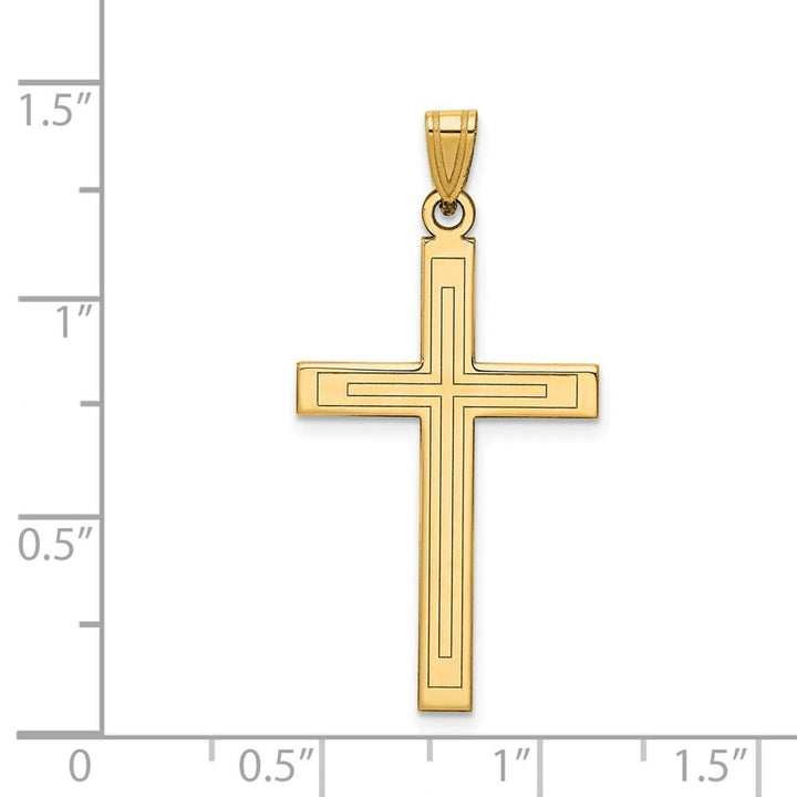 14K Yellow Gold Solid Cross Pendant 31x19mm, view 3 of 4