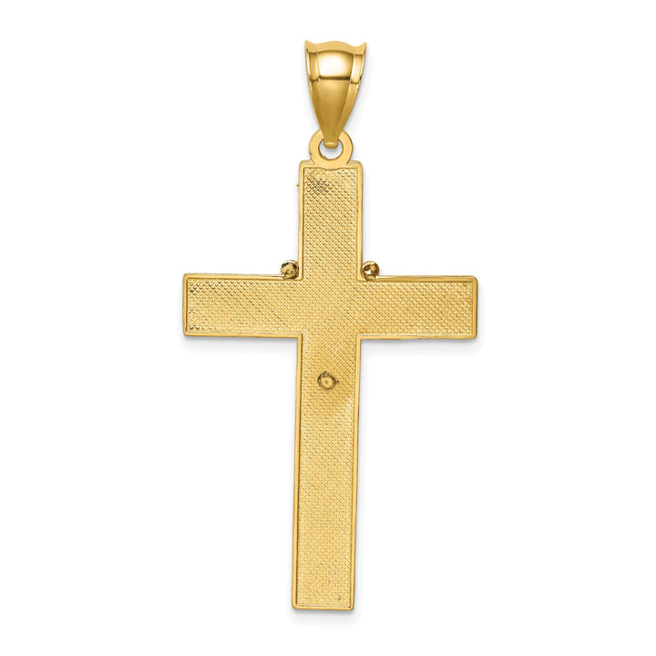 14K Yellow Gold Solid Cross with Rosary Pendant