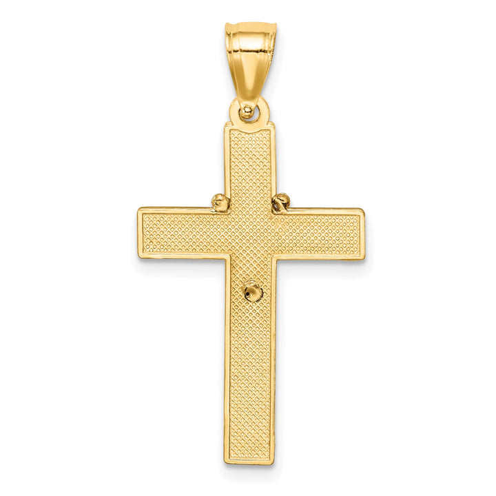 14K Yellow Gold Solid Cross with Rosary Pendant