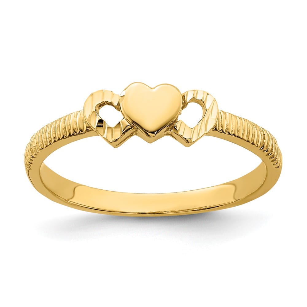 14k Yellow Gold Solid Heart with D.C. Hearts Ring