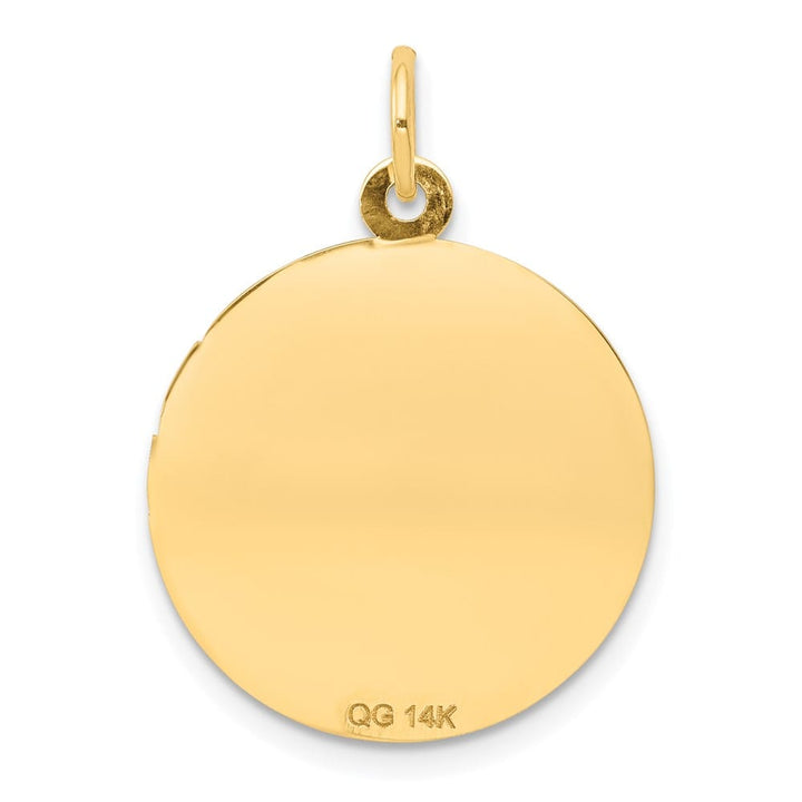 14K Yellow Gold Solid Holy Communion D.C. Edge Round Disc Pendant