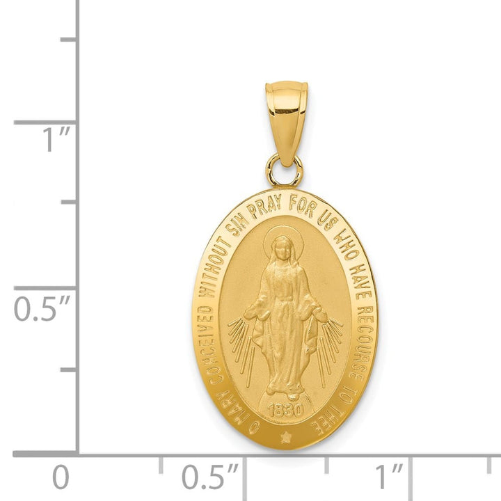 14K Yellow Gold Solid Miraculous Oval 21 mm x 14 mm Medal