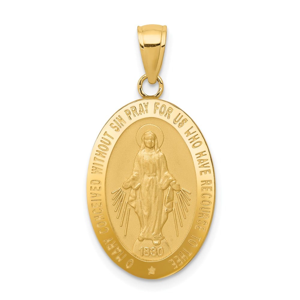 14K Yellow Gold Solid Miraculous Oval 21 mm x 14 mm Medal