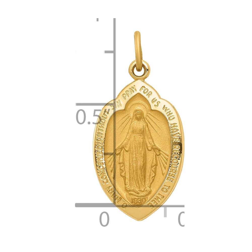 14K Yellow Gold Solid Miraculous Oval 24 mm x 12 mm Medal