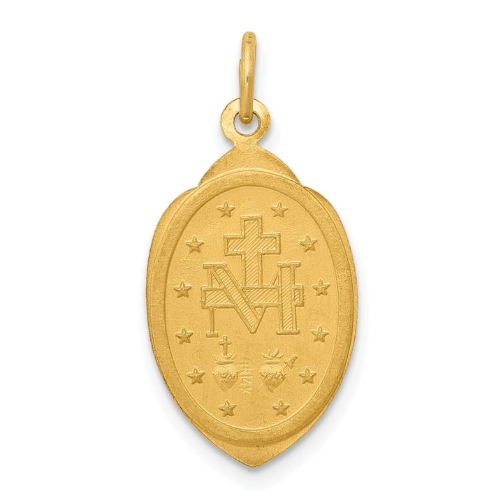 14K Yellow Gold Solid Miraculous Oval 24 mm x 12 mm Medal