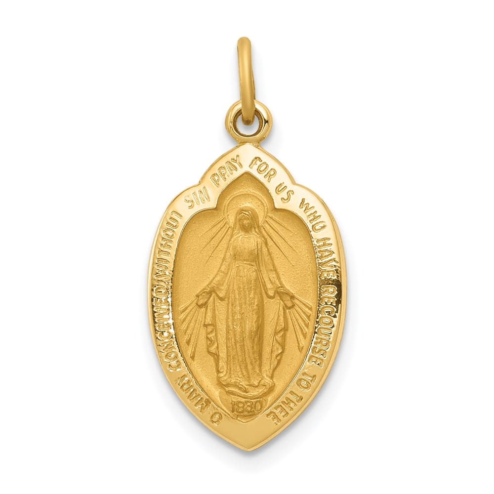 14K Yellow Gold Solid Miraculous Oval 24 mm x 12 mm Medal