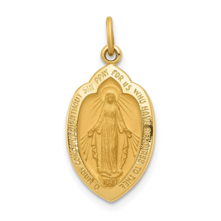 14K Yellow Gold Solid Miraculous Oval 24 mm x 12 mm Medal
