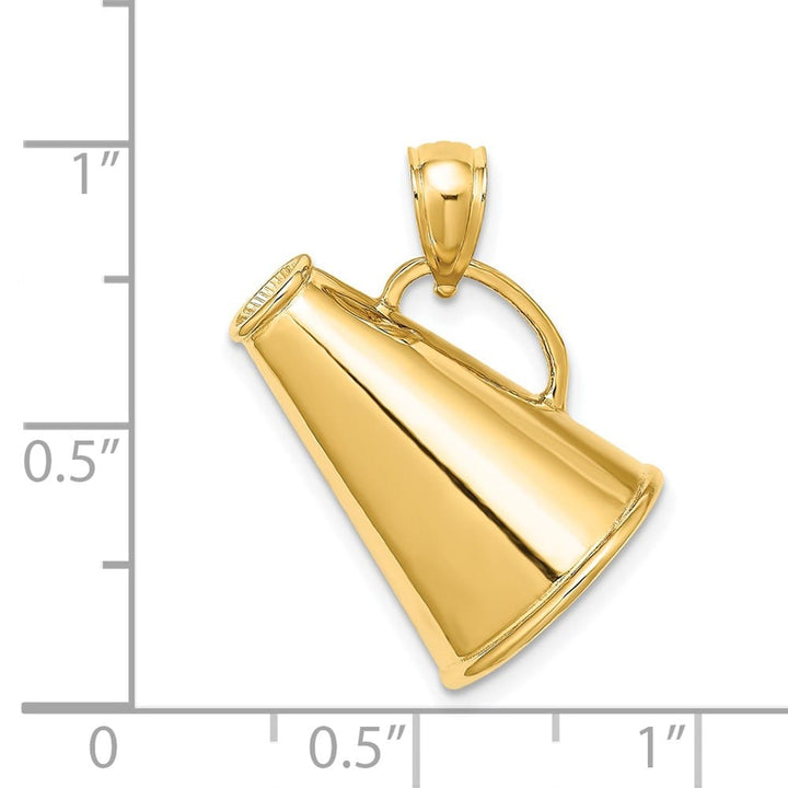 14K Yellow Gold Solid Polished 3-D Large Megaphone Charm