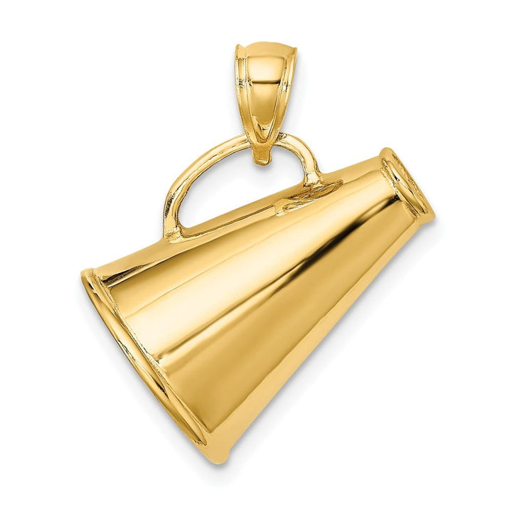14K Yellow Gold Solid Polished 3-D Large Megaphone Charm