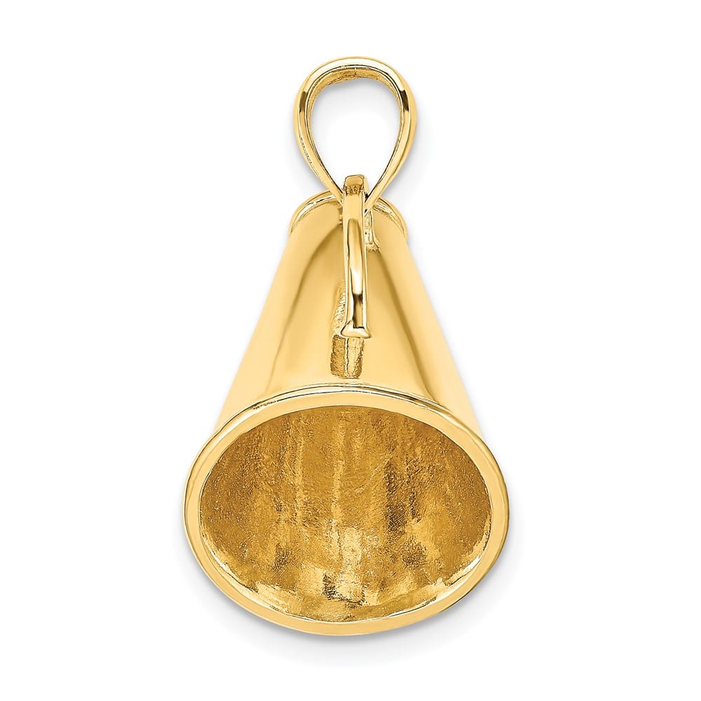 14K Yellow Gold Solid Polished 3-D Large Megaphone Charm