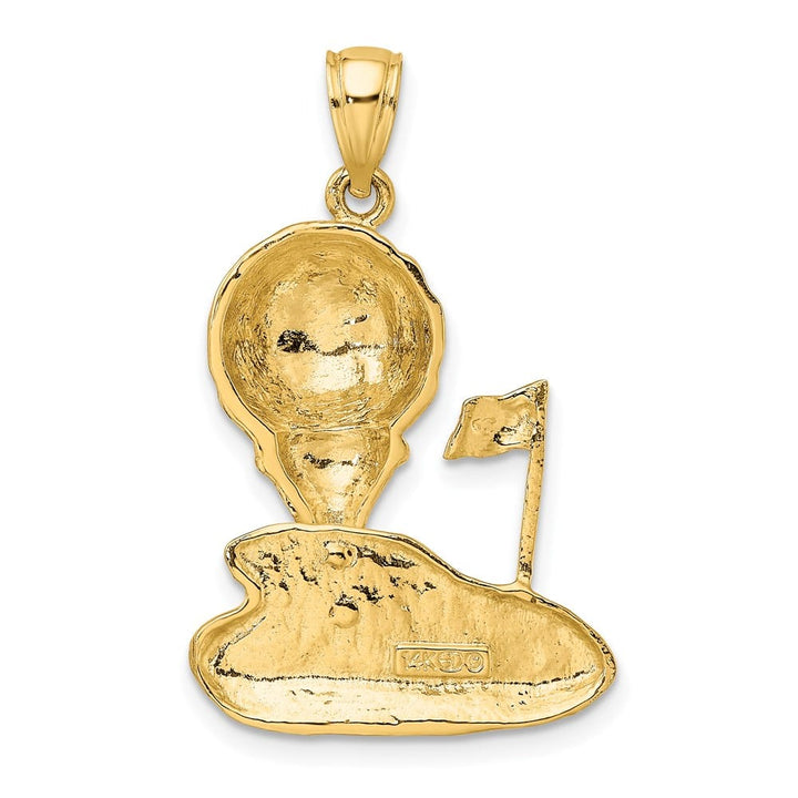 14K Yellow Gold Solid Polished Open-Backed Golf Charm
