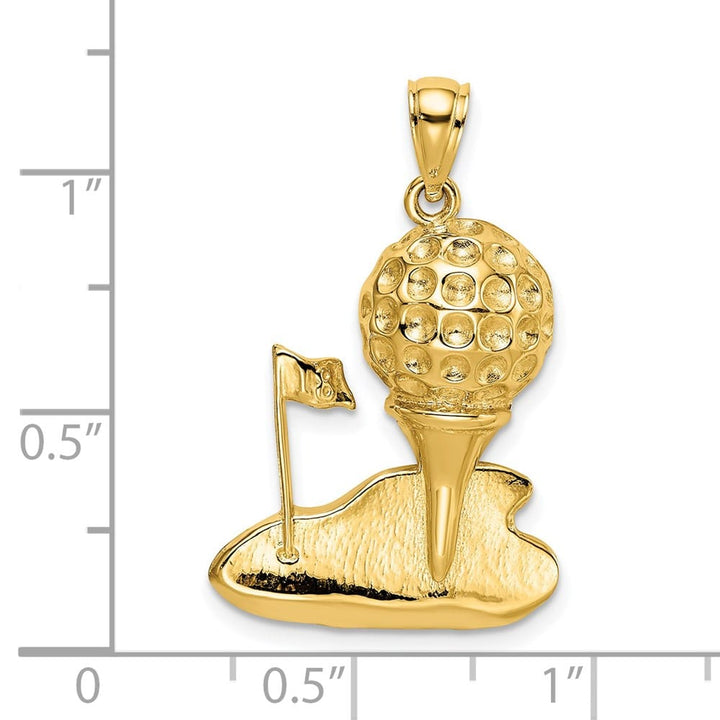 14K Yellow Gold Solid Polished Open-Backed Golf Charm