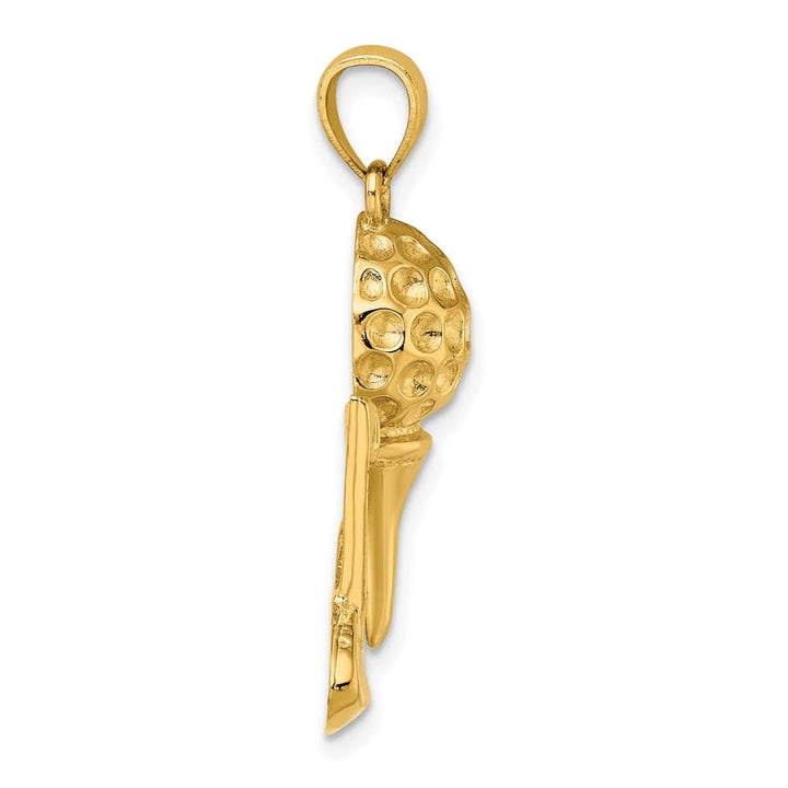 14K Yellow Gold Solid Polished Open-Backed Golf Charm
