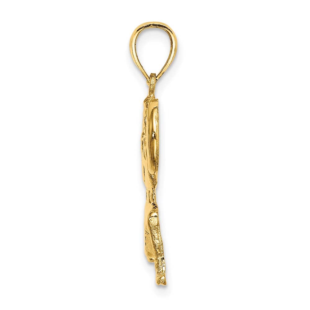 14K Yellow Gold Solid Polished Weightlifter Pendant