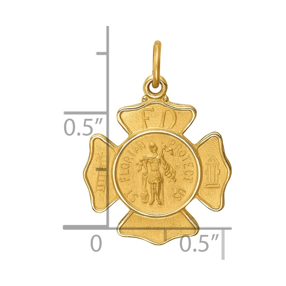 14K Yellow Gold Solid Small St. Florian Fire Dept. Badge Medal