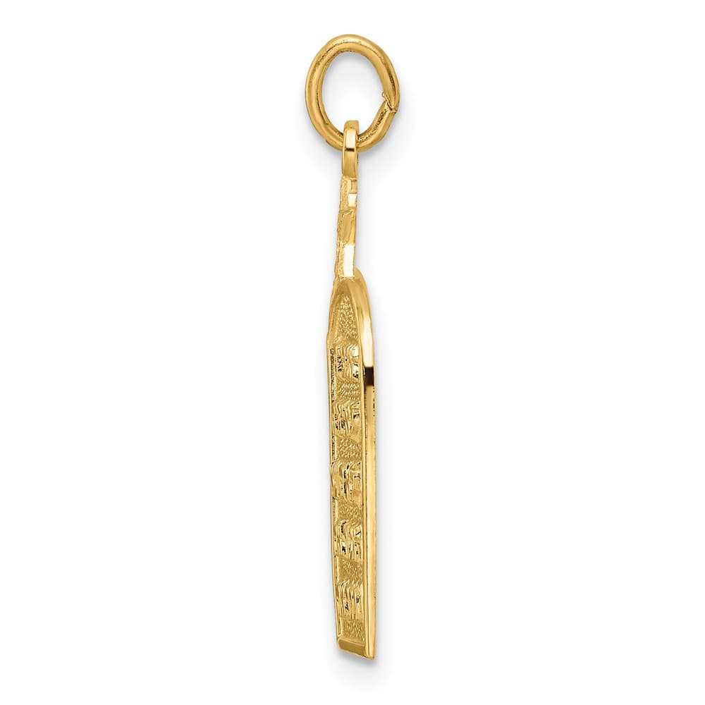 14K Yellow Gold Solid Ten Commandments and Star of David Pendant