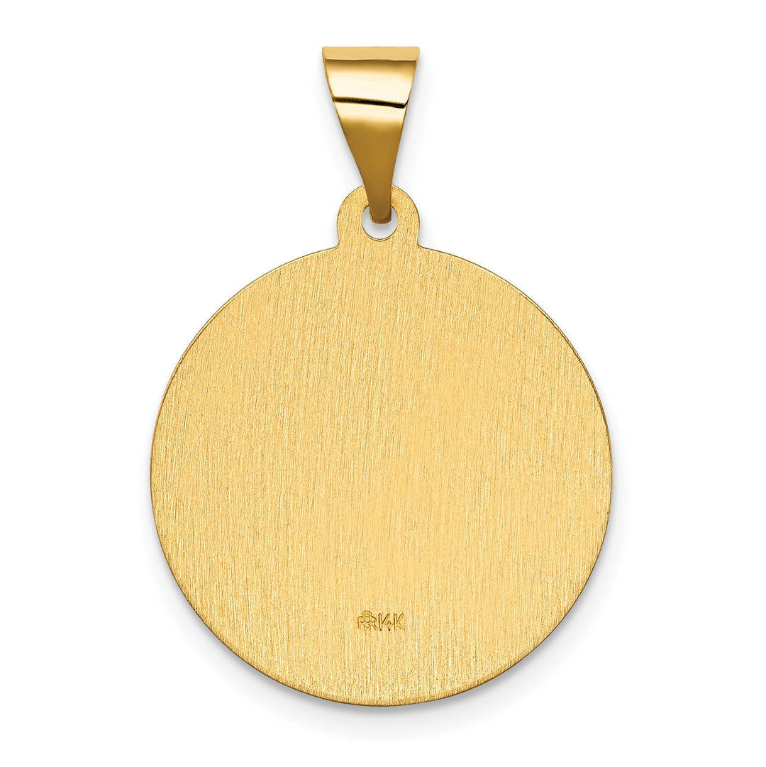 14K Yellow Gold Spanish Our Lady of Guadalupe Round Medal Pendant