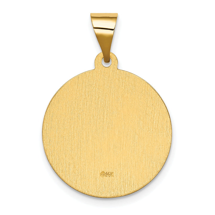 14K Yellow Gold Spanish Our Lady of Guadalupe Round Medal Pendant