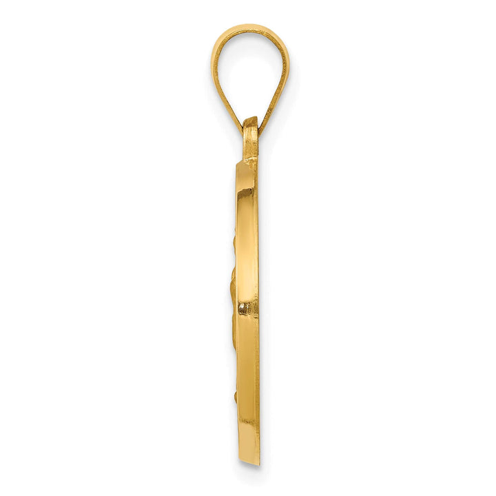 14K Yellow Gold Spanish Our Lady of Guadalupe Round Medal Pendant