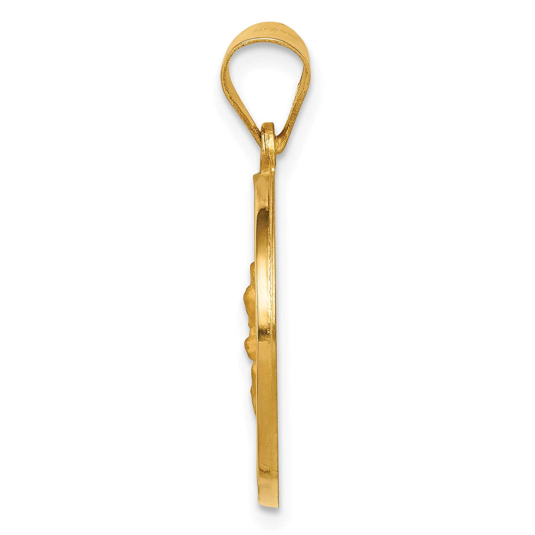 14K Yellow Gold Spanish Perpetuo Socorro Round Medal Pendant