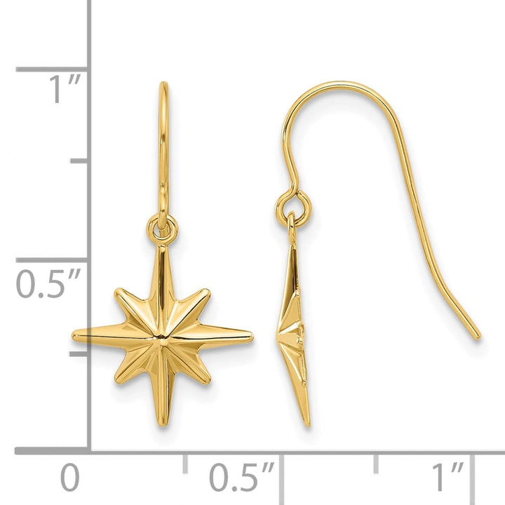 14K Yellow Gold Star Dangle French Hook Earrings, view 4 of 4