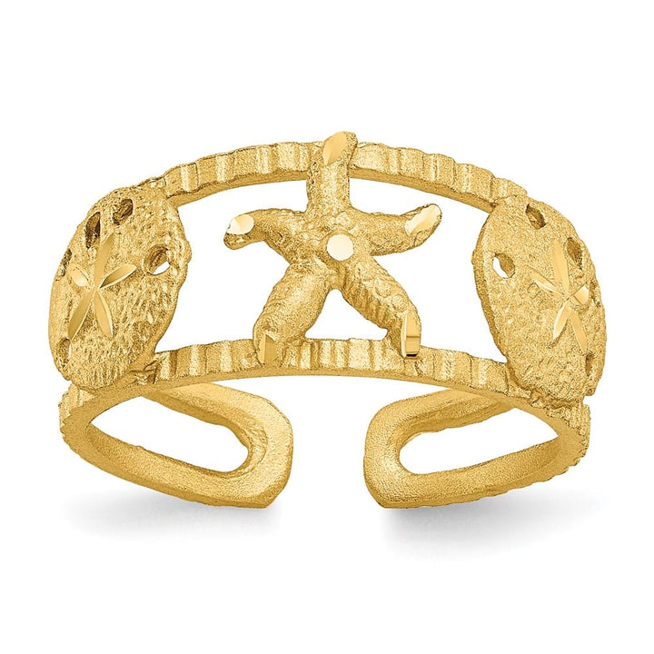 14k Yellow Gold Starfish and Shells Toe Ring