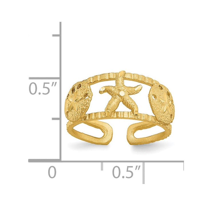 14k Yellow Gold Starfish and Shells Toe Ring